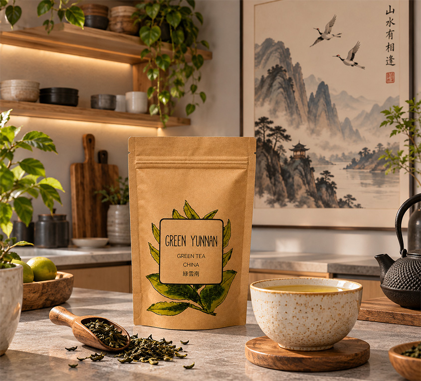 Green Yunnan Leo Tea – zielona herbata liściasta z Yunnanu w doypacku 250g